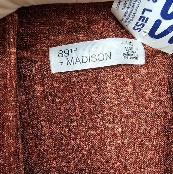 89th Madison Ribbed Rust Orange Cardigan - Picture 2 of 4